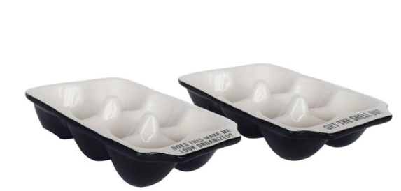 black/white Cer Egg Holders S/2