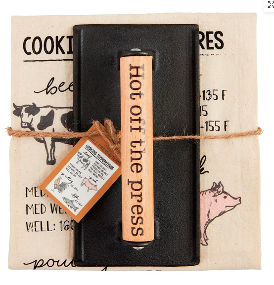 Hot off the press -  GRILL PRESS AND TOWEL