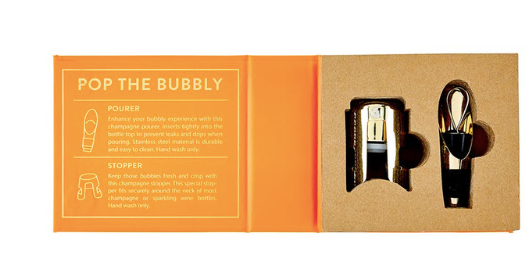 Champagne Stopper + Pourer Book Box - But First, Prosecco