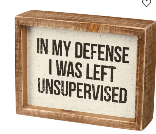 I Was Left Unsupervised Inset Box Sign