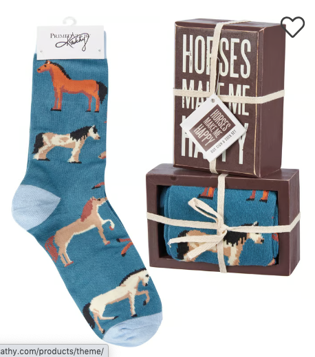 Horses Make Me Happy Box Sign And Sock Set