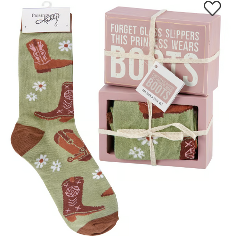 Princess Wears Boots Box Sign And Sock Set