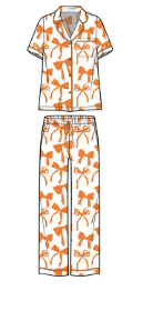 Charlotte Bows Pant Set Ornge/Wht