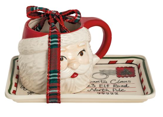 Figural Santa Milk & Cookies Set
