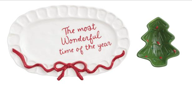 Christmas Bow Tidbit & Platter Set