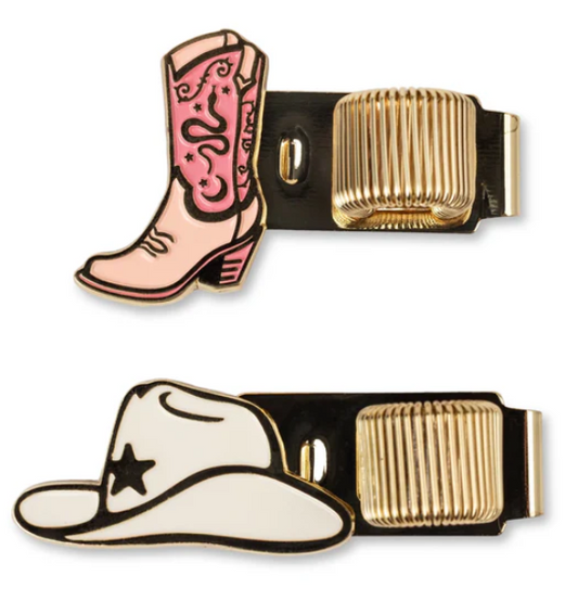 Set of 2 Pen Clips - Cowgirl Hat + Boot