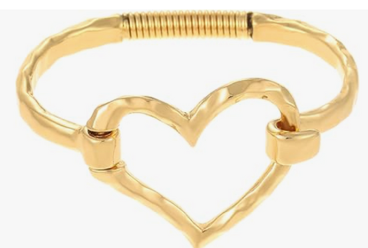 Bangle Cuff Gold Heart Bracelet