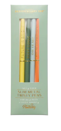TWISTY SLIM METAL PEN SET, SET OF 4