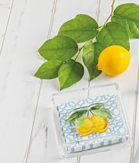 Lemon Garden Napkin & Caddy Set
