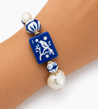 Mahjong Tile Mixed Bead Stretch Bracelet