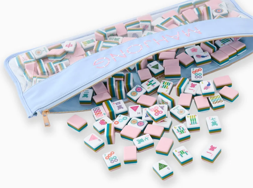 Light Blue Bamboo Mahjong Bag