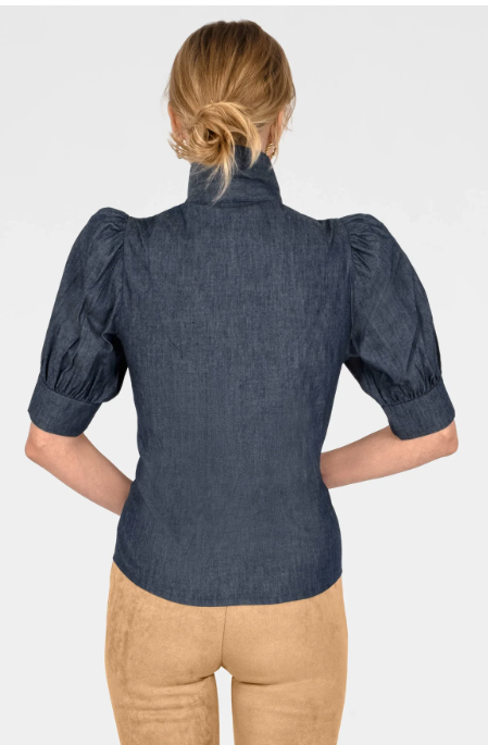 Puff Sleeve Top - Chambray