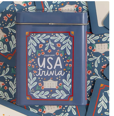 USA Trivia Game - Deck of Cards + Storage Tin