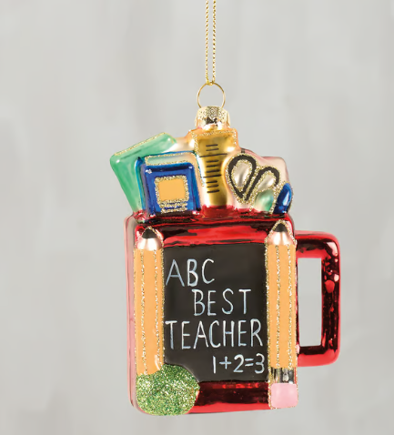 Glass Best Teacher Ornament