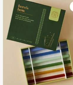THE WHISTLER STRAW SET - COLORED GLASS, SET OF 6