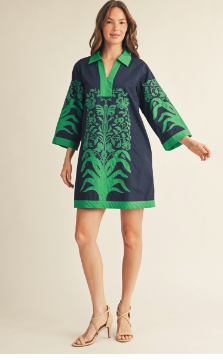 Lois Dress Navy and Green