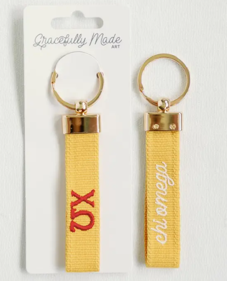 Chi Omega Embroidered Keychain, Sorority