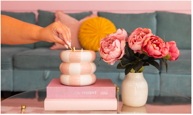 Pink Check Sweet Grace Collection Candle #74