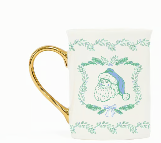 Gold Handle Mug Yuletide Santa