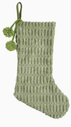 Christmas Fabric Stocking w/Pom: Polyester