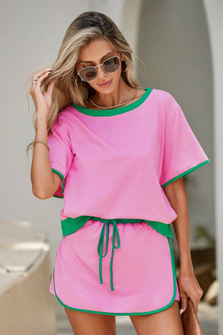 Rose T Shirt and Skirt Set