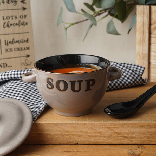 Grey Soup Bowl and Spoon Sets