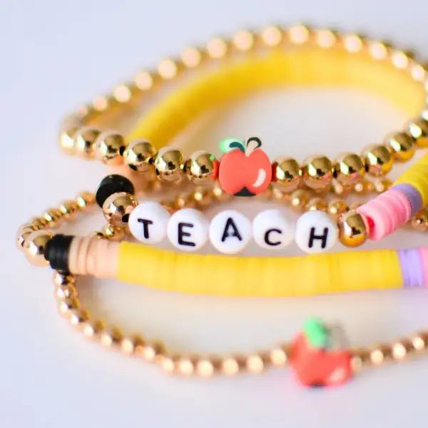 Teacher Bright Color/Wood Bracelet Stack Jewelry