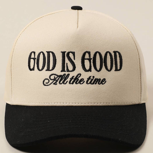 God Is Good All The Time Embroidery Trucker Hat: Black