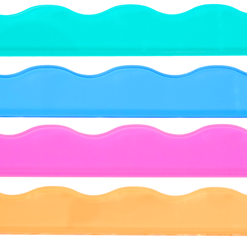 Set of 4: Transparent-Wavy-Bright Multi-Color Mahjong Pushers