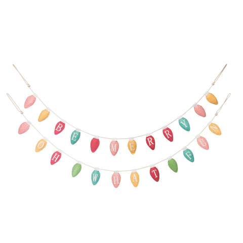 Christmas Felt Stuffed Merry String Light Garland: Fabric/Canvas