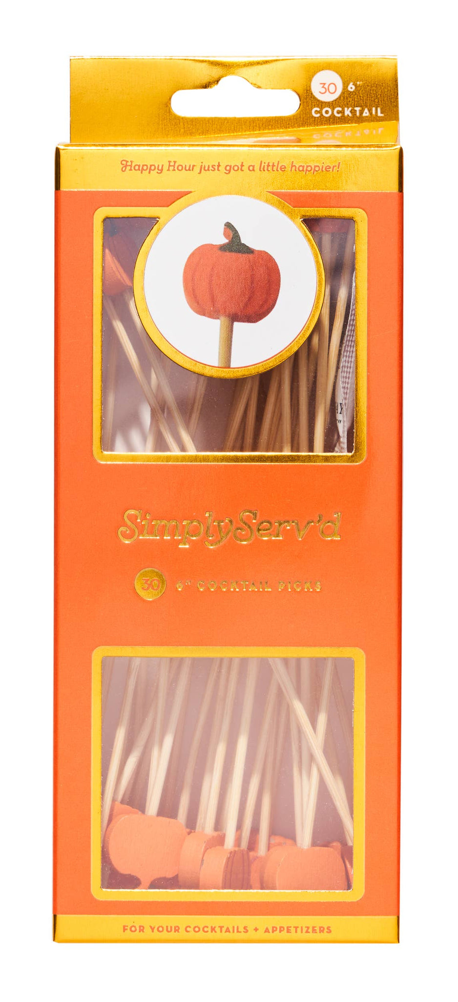 Pumpkin Fall Cocktail Party Pick Toothpick 30 Wack Wood 6"