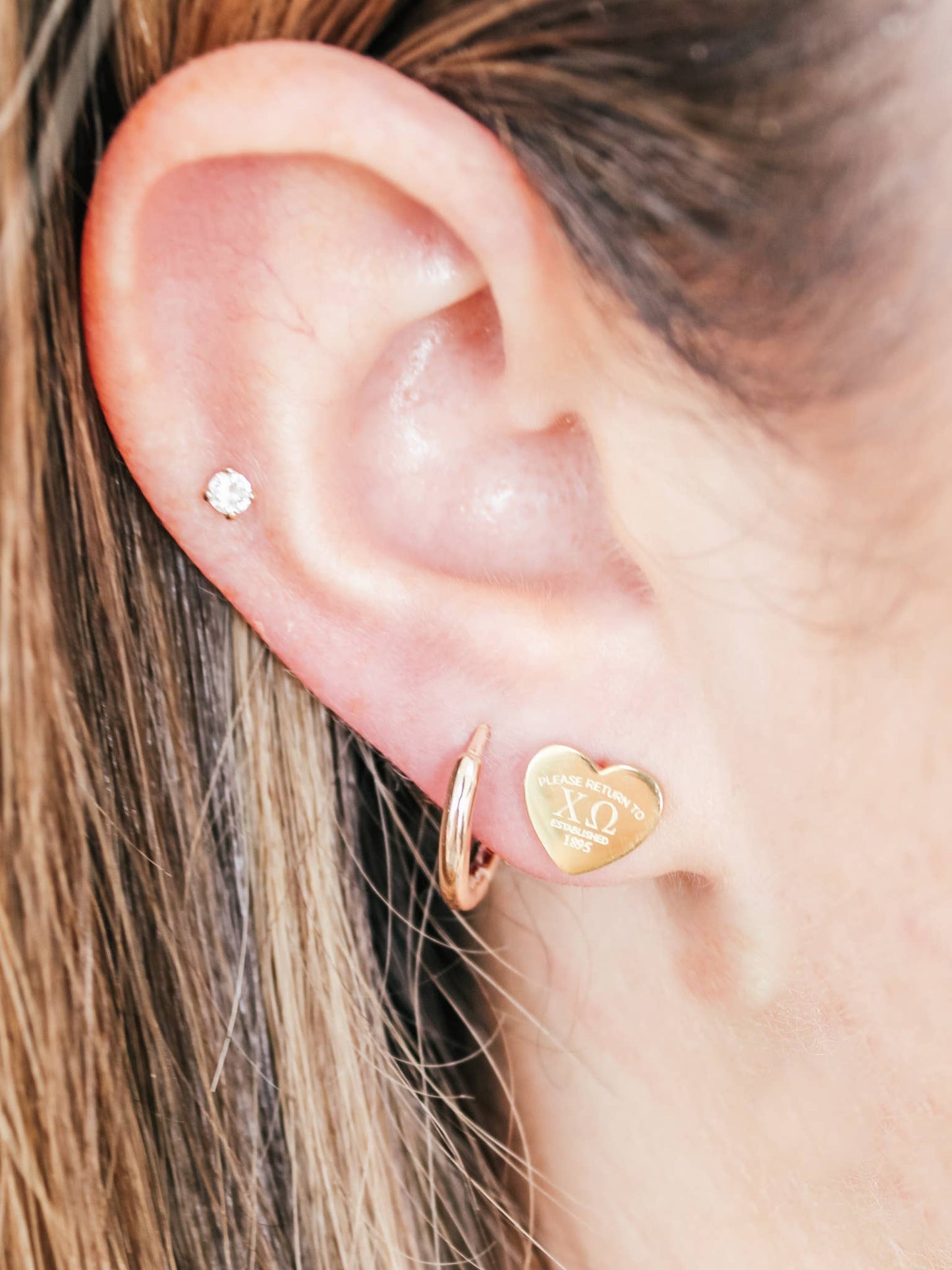 CHI Omega Sorority Heart Earrings: