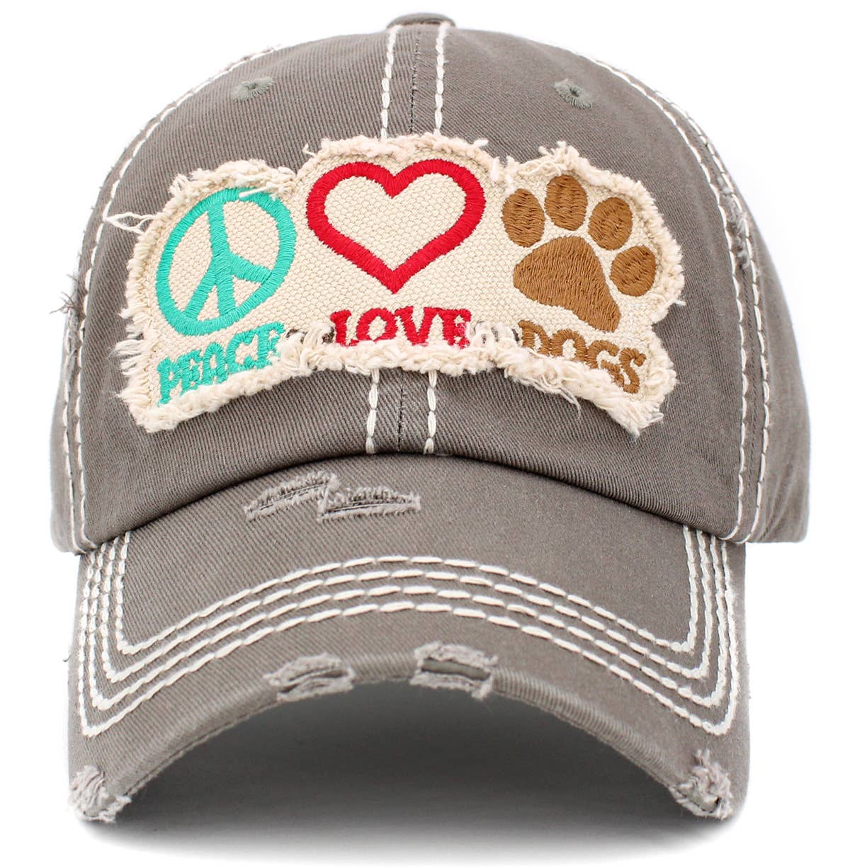 Peace Love Dogs Vintage Ballcap: BLK