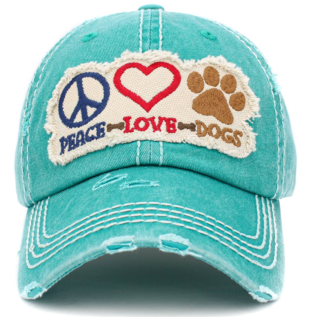 Peace Love Dogs Vintage Ballcap: BLK