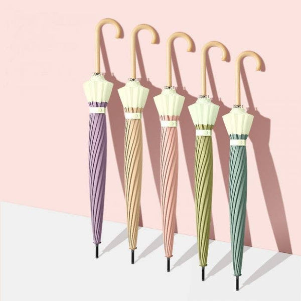 Two Tones Pastel Colour Umbrella with curve handle