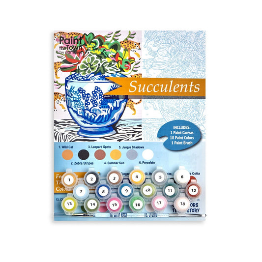 Succulents Paint by Number Kit ~ 8”x10” ~ Chinoiserie