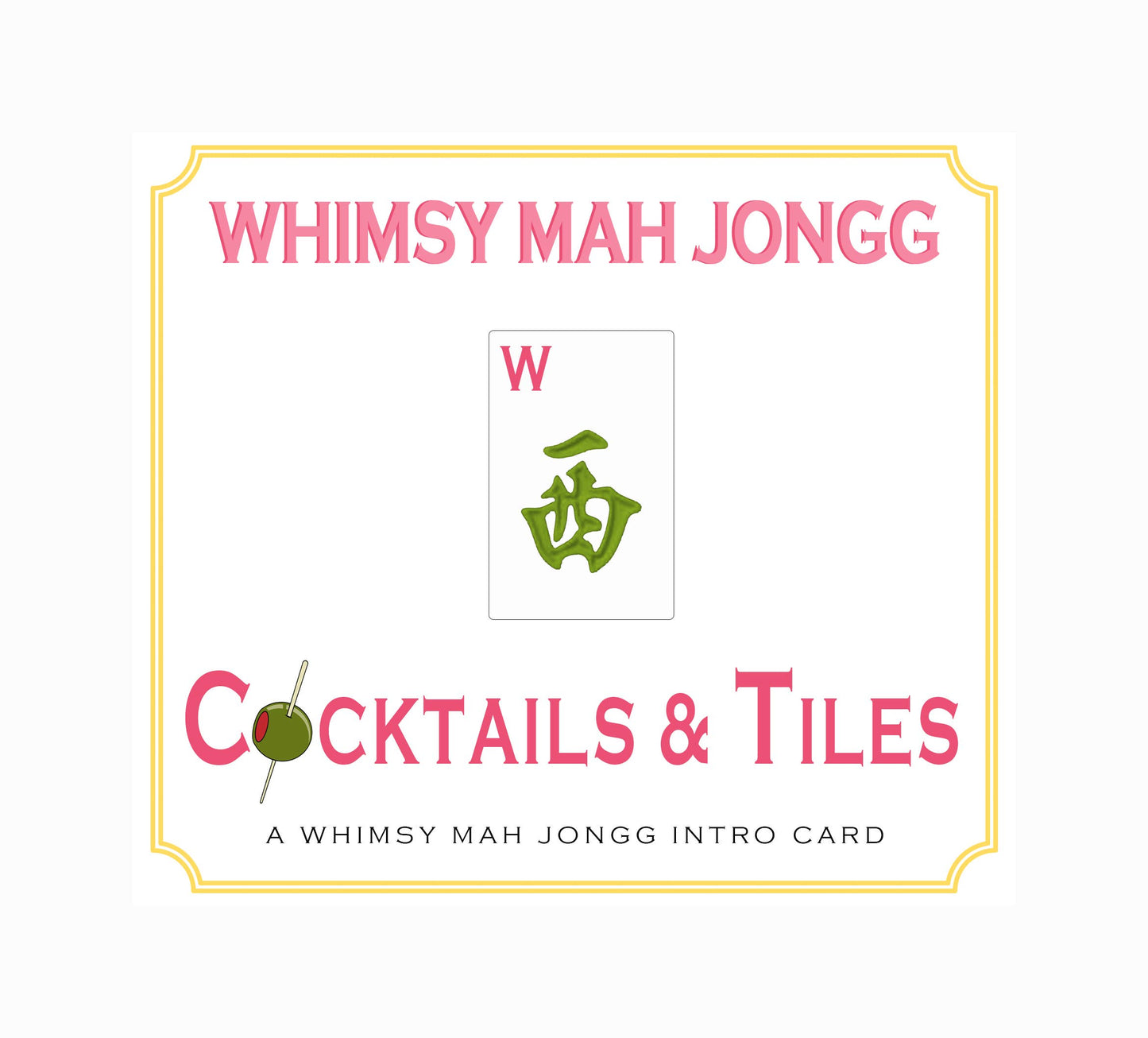 COCKTAILS & TILES Themed Mahjong Card