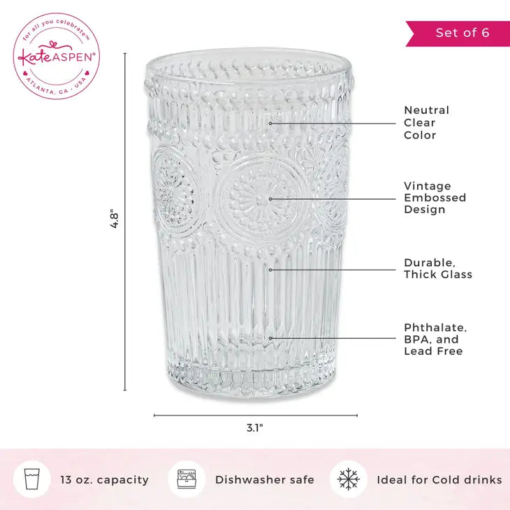 Vintage Textured  Drinking Glasses