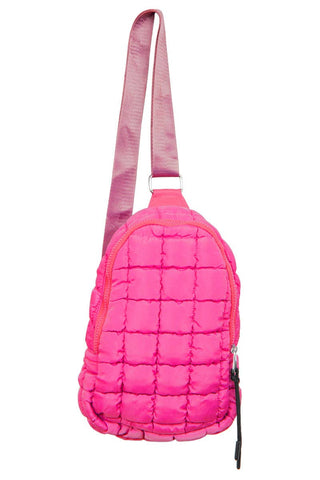 Hot Pink Quilted Cute Sling Bag: Hot Pink