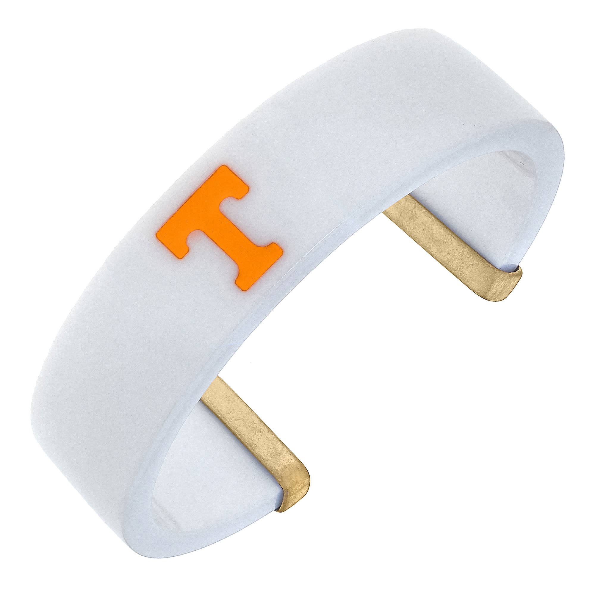 Tennessee Volunteers Resin Logo Cuff Bracelet in White