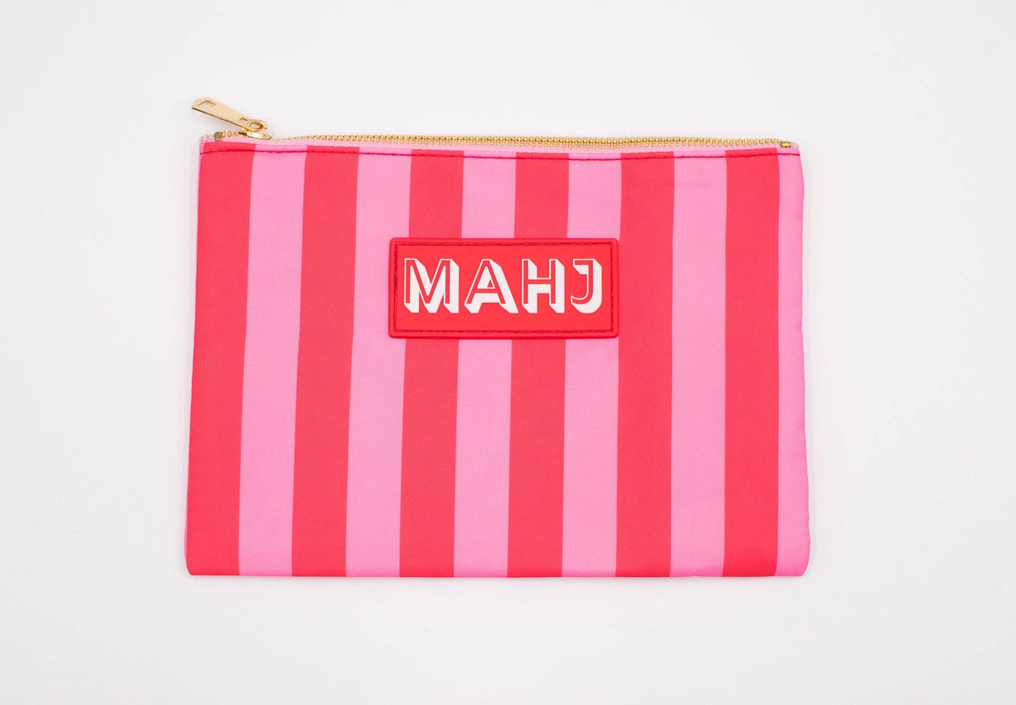 Premium Mahjong Card & Accessory Bag: Stripes- Pink & Red Card & Accessory Bag
