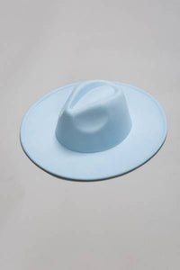 VINTAGE PLAIN FEDORA HAT SKY BLUE