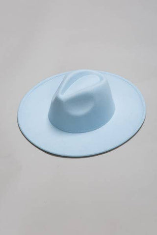 VINTAGE PLAIN FEDORA HAT SKY BLUE