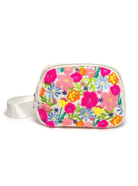 Adjustable Belt Bag - Spring Flowers in Bloom - White