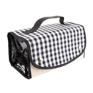 Gingham Roll Up Cosmetic: Black