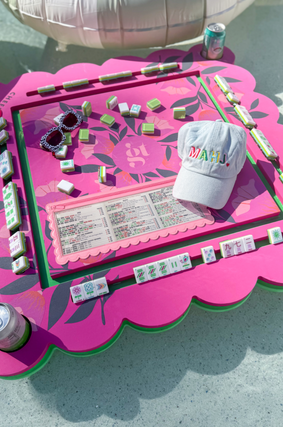 Pink Scallops Proof Mahjong Card Holder for Pool Mahjong -
