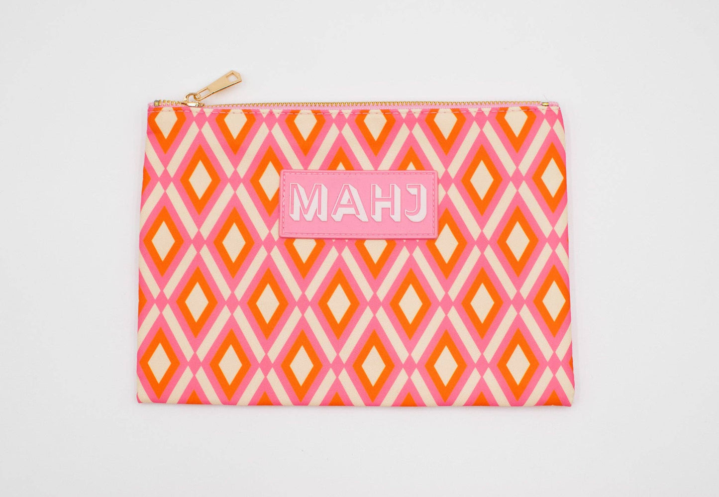 Premium Mahjong Card & Accessory Bag: Stripes- Pink & Red Card & Accessory Bag