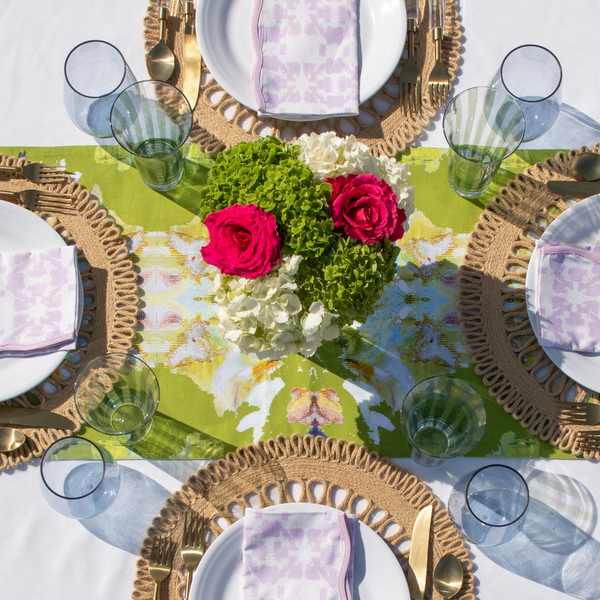 Stained Glass Green Table Runner