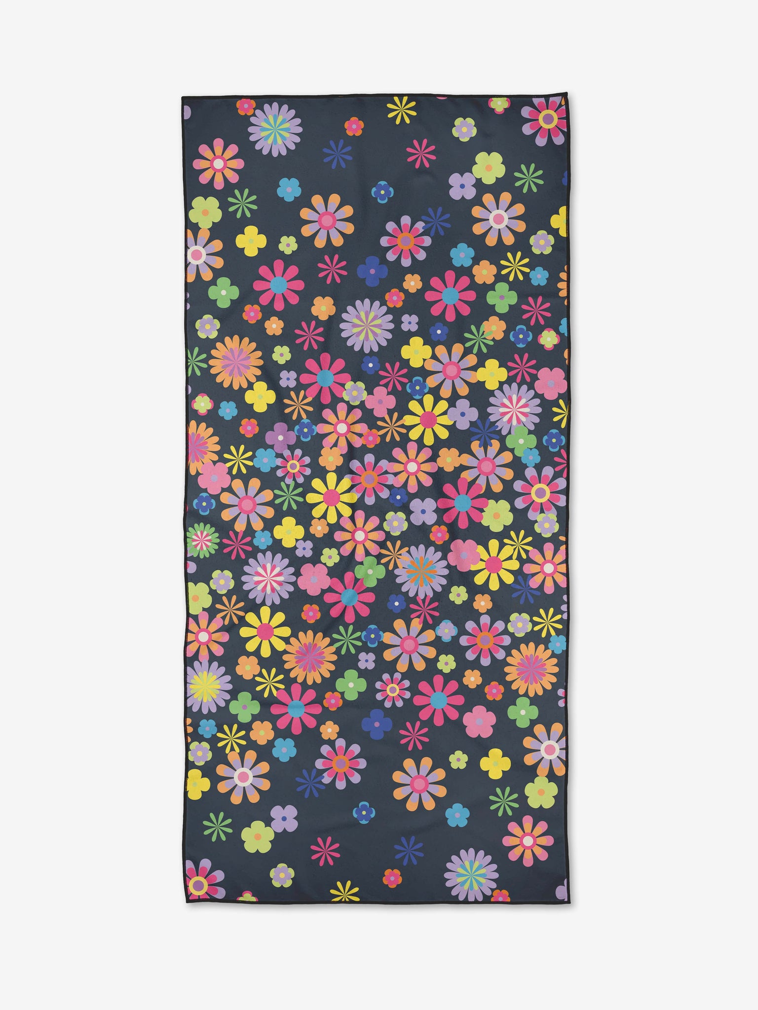 Far Out Flowers Dark Beach Towel