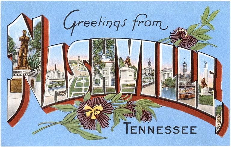 Greetings from Nashville, Tennessee - Vintage Image, Magnet